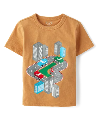 Baby And Toddler Boys Car City Graphic Tee - yellow