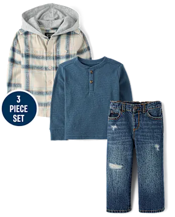 Baby And Toddler Boys Plaid 3-Piece Outfit Set - multi