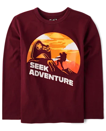 Boys Adventure Gamer Graphic Tee - burgundy
