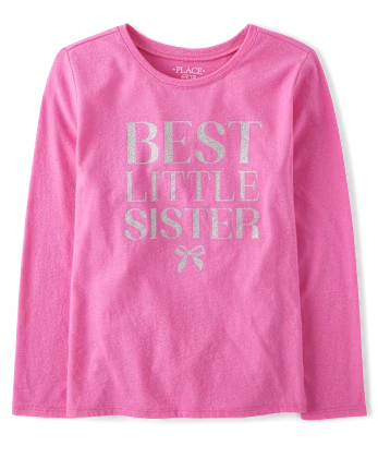 Girls Best Little Sister Graphic Tee - pink
