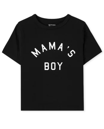 Baby And Toddler Boys Matching Family Mama's Boy Graphic Tee - black