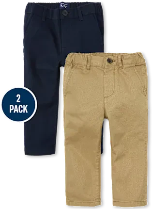 Baby And Toddler Boys Uniform Stretch Skinny Chino Pants 2-Pack - multi