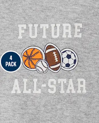 Baby Boys Sports Bodysuit 4-Pack - white