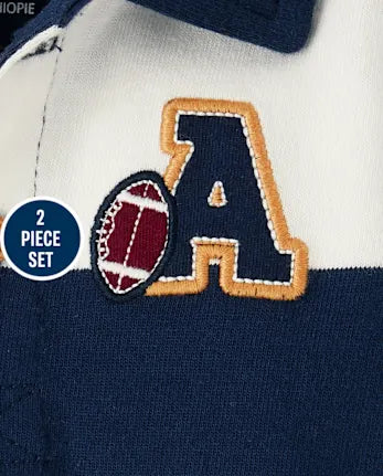 Baby Boys Varsity Polo Romper 2-Pack - white
