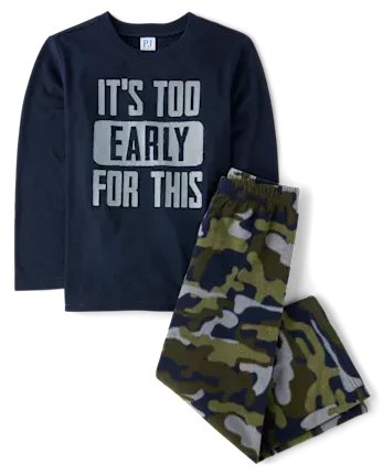 Boys Camo Pajamas - blue