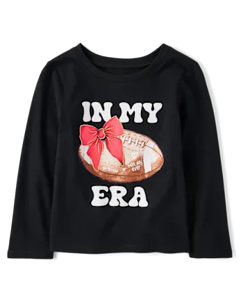 Baby And Toddler Girls In My Football Era Graphic Tee - black