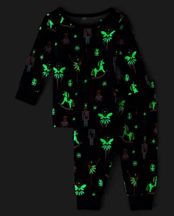 Baby And Toddler Girls Glow Nutcracker Ballerina Snug Fit Cotton Pajamas - purple