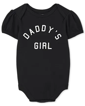 Baby Girls Matching Family Daddy's Girl Graphic Bodysuit - black