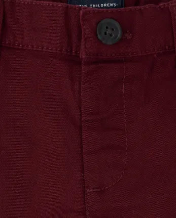 Baby And Toddler Boys Uniform Stretch Skinny Chino Pants - burgundy