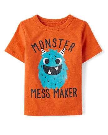 Baby And Toddler Boys Monster Mess Maker Graphic Tee - orange