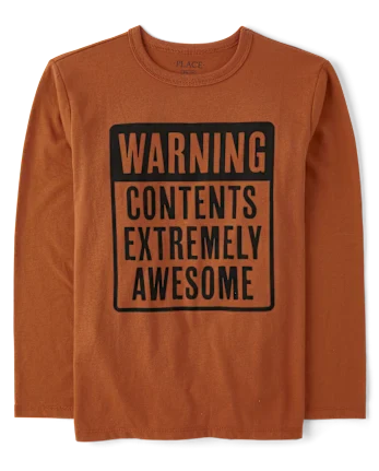 Boys Awesome Contents Graphic Tee - brown