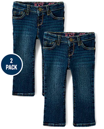 Baby And Toddler Girls Bootcut Jeans 2-Pack - blue