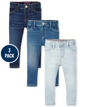 Baby And Toddler Girls Knit Denim Jeggings 3-Pack - denim