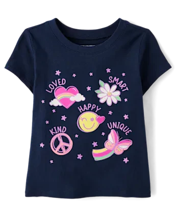 Baby And Toddler Girls I Am Unique Graphic Tee - blue