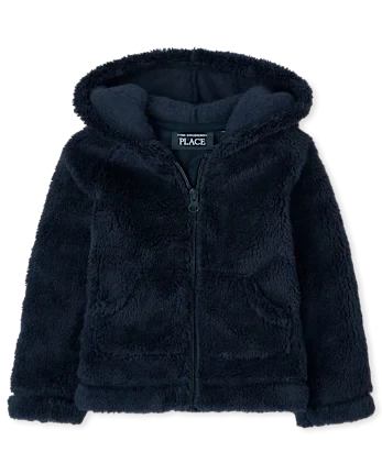 Baby And Toddler Girls Sherpa Zip-Up Hoodie - blue