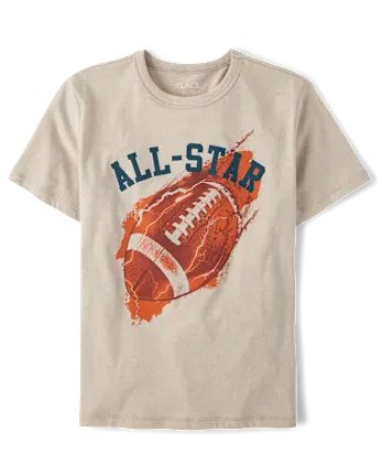 Boys Football All-Star Graphic Tee - brown
