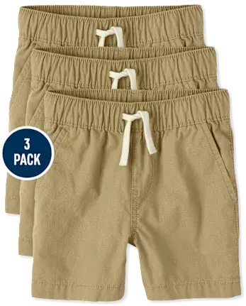 Baby And Toddler Boys Pull On Jogger Shorts 3-Pack - tan