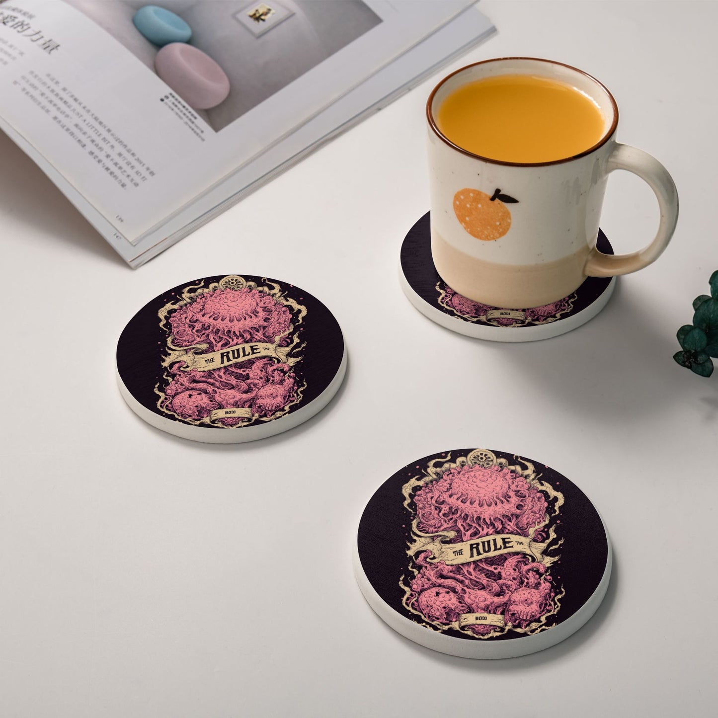 "Deep Sea Rule" Creative Round Coaster | Vintage Tentacle Illustration, Highly Personalized Design