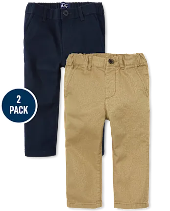 Baby And Toddler Boys Uniform Stretch Straight Chino Pants 2-Pack - multi