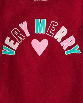 Baby And Toddler Girls Very Merry Christmas Graphic Tee - red