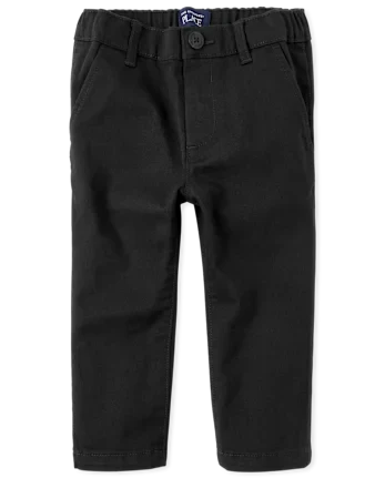 Baby And Toddler Boys Uniform Stretch Straight Chino Pants - black