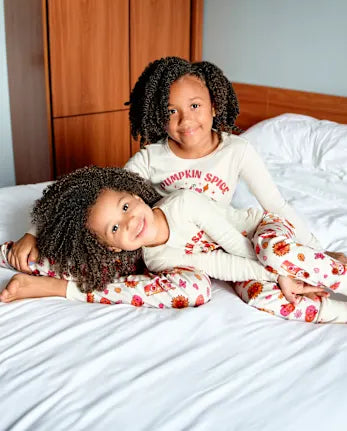 Baby And Toddler Girls Pumpkin Spice Season Snug Fit Cotton Pajamas - white
