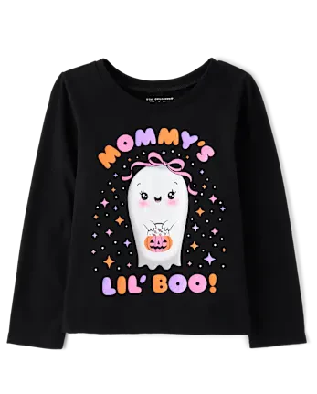 Baby And Toddler Girls Mommy's Lil Boo Graphic Tee - black