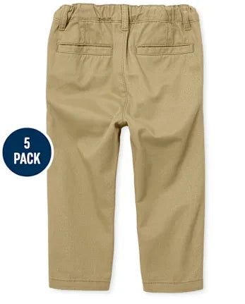 Baby And Toddler Boys Uniform Stretch Straight Chino Pants 5-Pack - tan