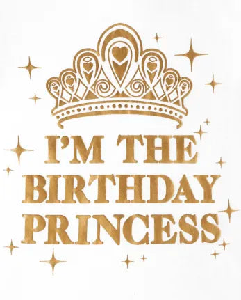 Baby And Toddler Girls Mommy And Me Foil Birthday Princess Graphic Tee - white