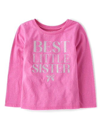 Baby And Toddler Girls Best Little Sister Graphic Tee - pink