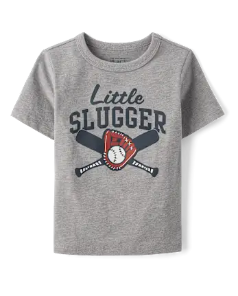 Baby And Toddler Boys Little Slugger Graphic Tee - gray