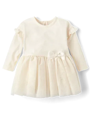 Baby Girls Tutu Bodysuit Dress - white