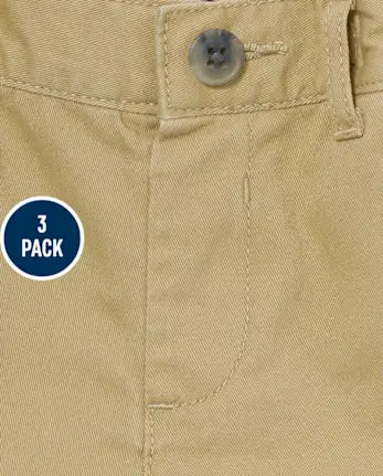 Baby And Toddler Boys Uniform Stretch Chino Shorts 3-Pack - tan