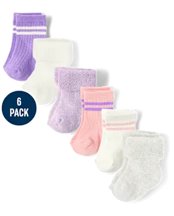 Baby Girls Striped Midi Socks 6-Pack - multi