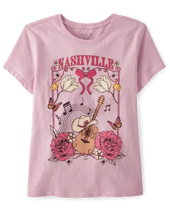 Girls Nashville Scene Graphic Tee - purple