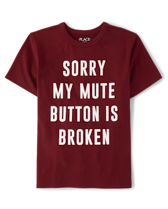 Boys Mute Button Graphic Tee - burgundy