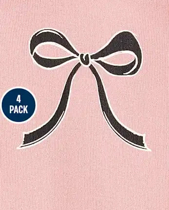 Baby Girls Bow Bodysuit 4-Pack - pink