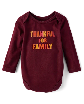Baby Matching Family Thankful Graphic Bodysuit - burgundy