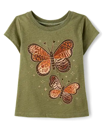 Baby And Toddler Girls Butterfly Graphic Tee - green