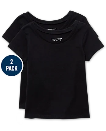 Baby And Toddler Girls Tee Shirt 2-Pack - black
