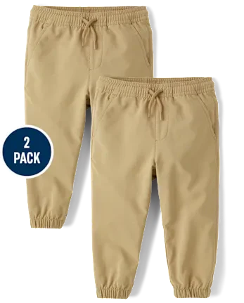 Baby And Toddler Boys Quick Dry Pull On Jogger Pants 2-Pack - tan