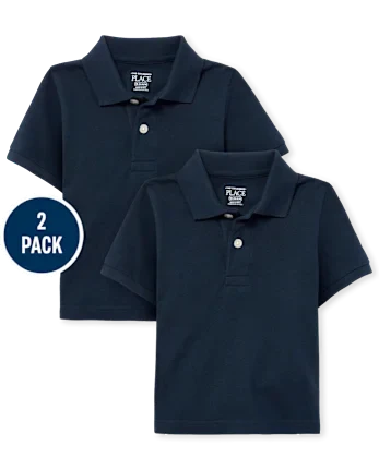 Baby And Toddler Uniform Soft Pique Polo 2-Pack - blue