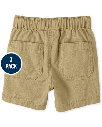 Baby And Toddler Boys Pull On Jogger Shorts 3-Pack - tan
