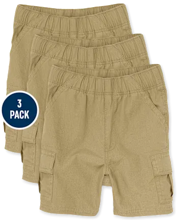 Baby And Toddler Boys Ripstop Pull On Cargo Shorts 3-Pack - tan