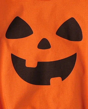 Baby Pumpkin Face Graphic Bubble Bodysuit - orange