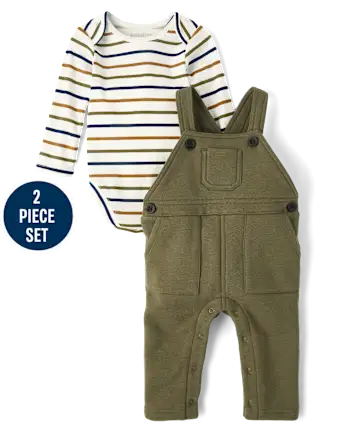 Baby Boys Striped Utility 2-Piece Outfit Set - white