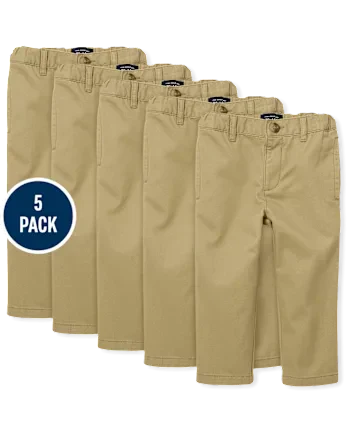 Baby And Toddler Boys Uniform Stretch Straight Chino Pants 5-Pack - tan