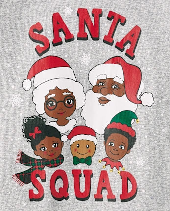Kids Matching Family Santa Squad Snug Fit Cotton Pajamas - black