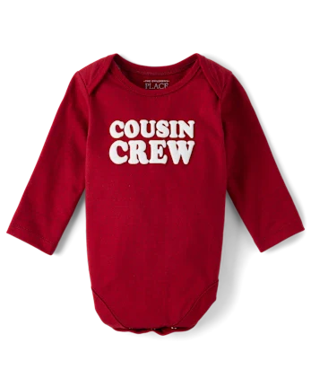 Baby Cousin Crew Graphic Bodysuit - red