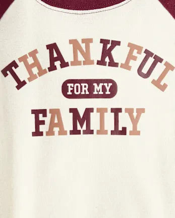 Baby And Toddler Matching Family Thankful For Family Cotton And Flannel Pajamas - burgundy